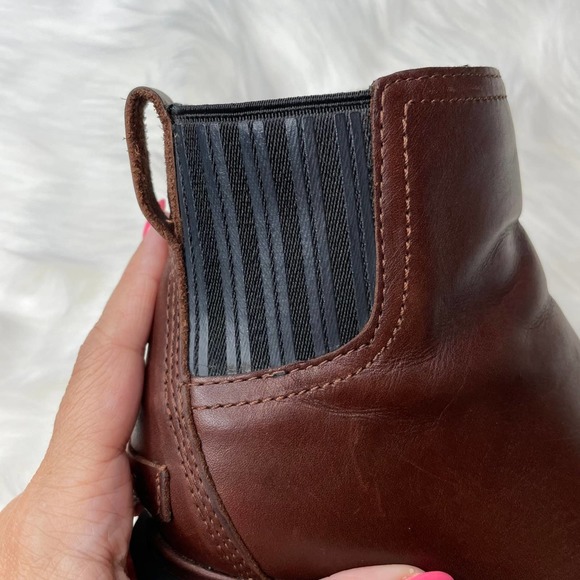 SOREL Margot Chelsea Boots Block-Heel Brown Leather Chunky 5.5 - Picture 7 of 11